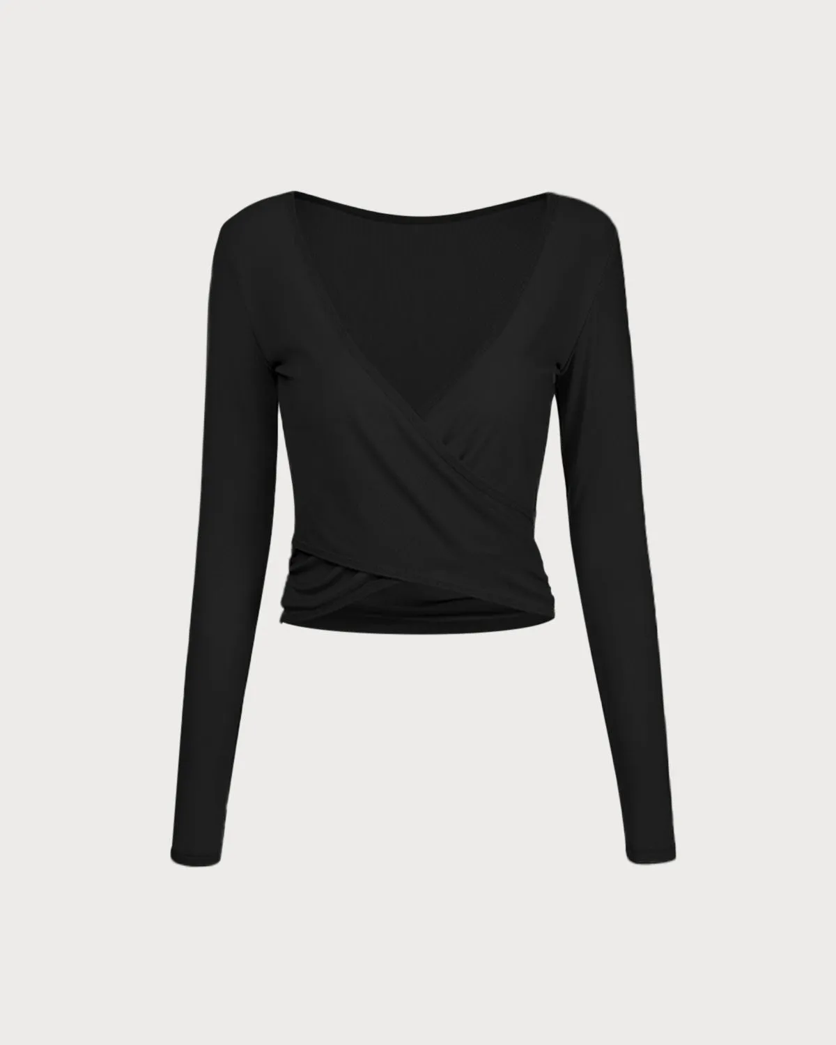 Black Surplice Long Sleeve Cover-up - Light Support
