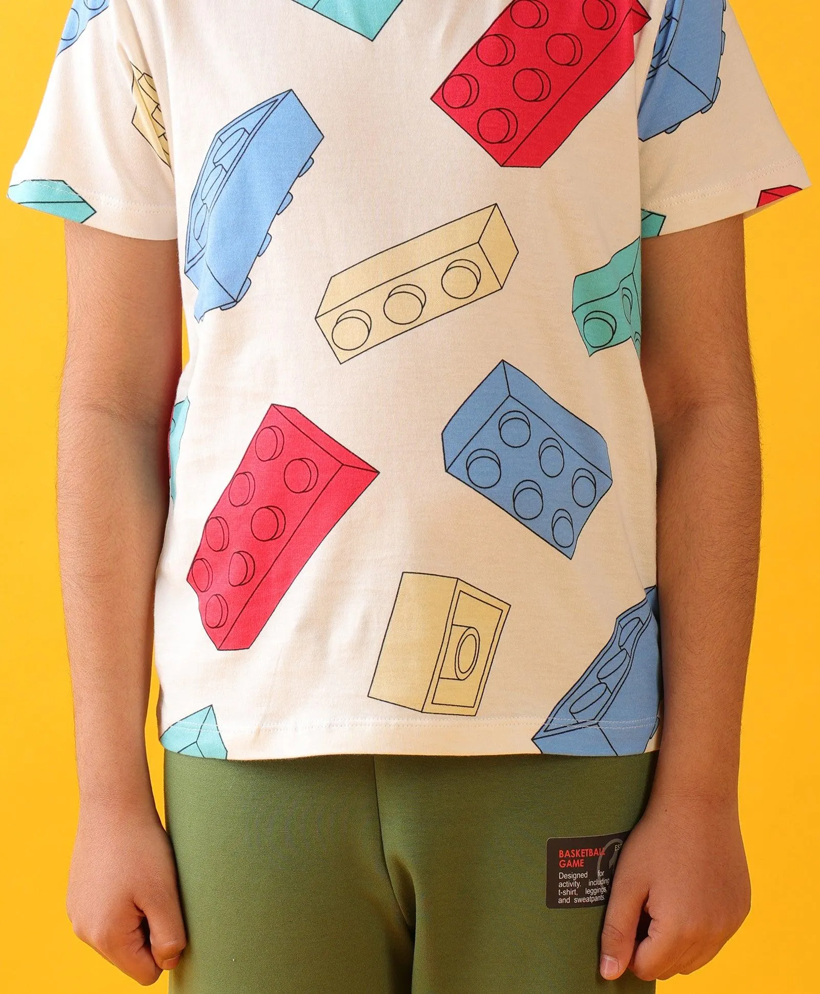 BLOCK BUILDER OLIVE BOYS SUMMER JOGGER SET - WHITE/OLIVE