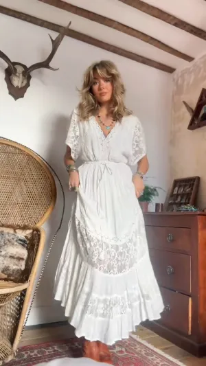 Bohemian Cutout V Neck Maxi Dress