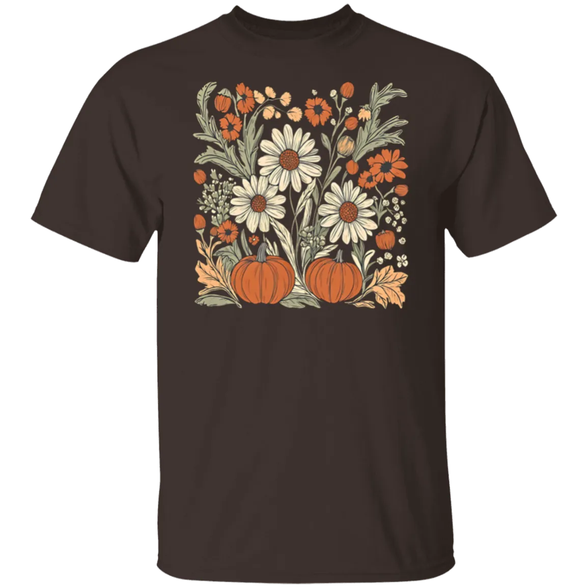 Boho Floral Pumpkin Gildan T-Shirt – Cozy Fall Fashion for Autumn Lovers!