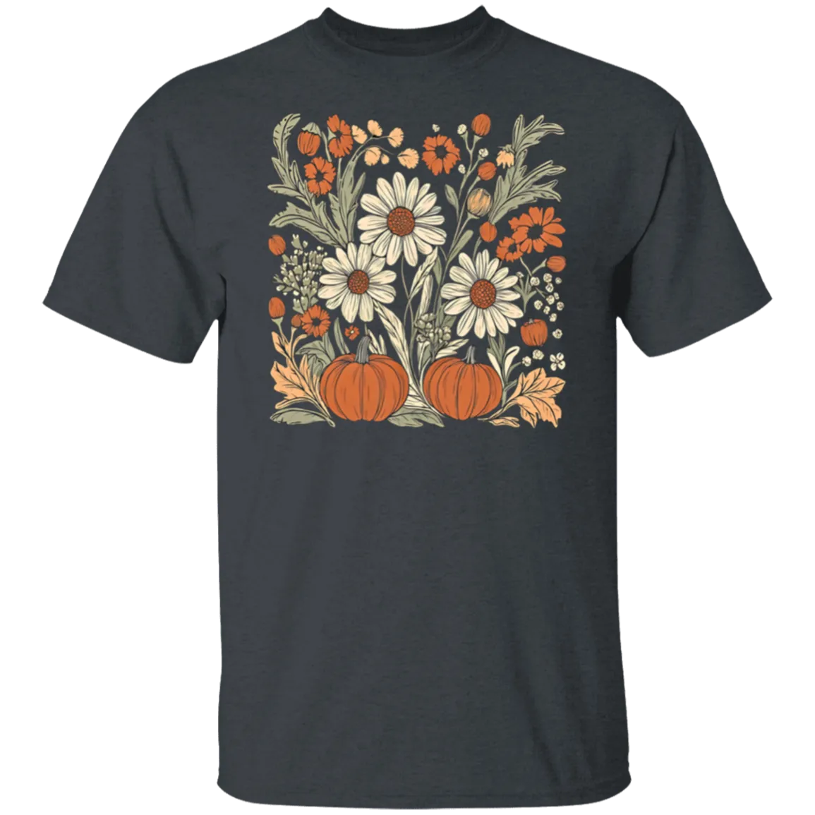 Boho Floral Pumpkin Gildan T-Shirt – Cozy Fall Fashion for Autumn Lovers!
