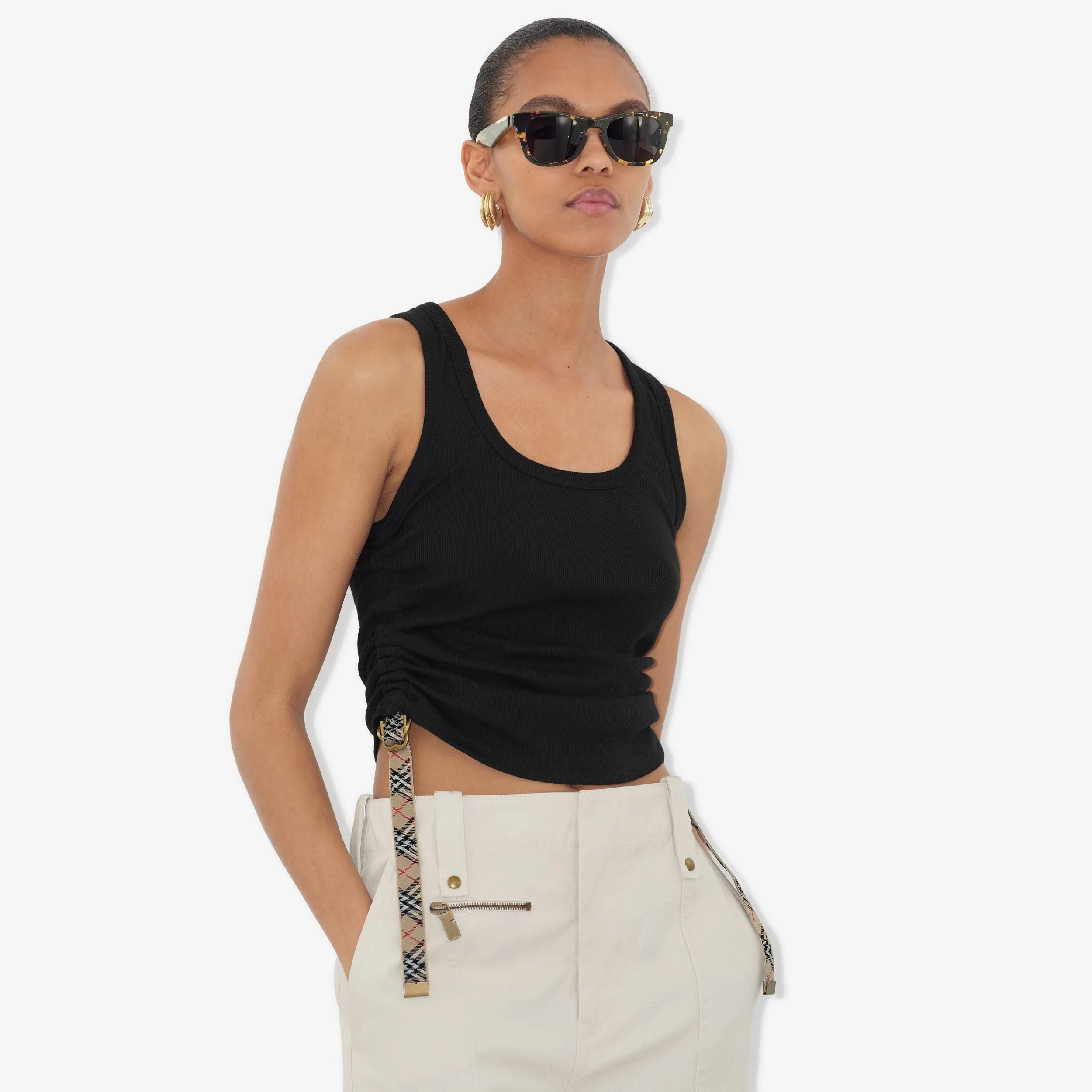 Burberry Festival Cotton Blend Tank Top in Black