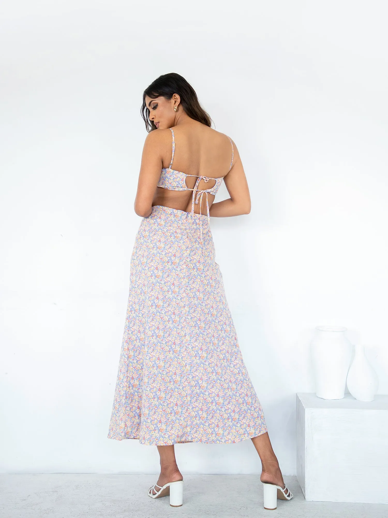 Bustier Detail Front Ruched Crop Top