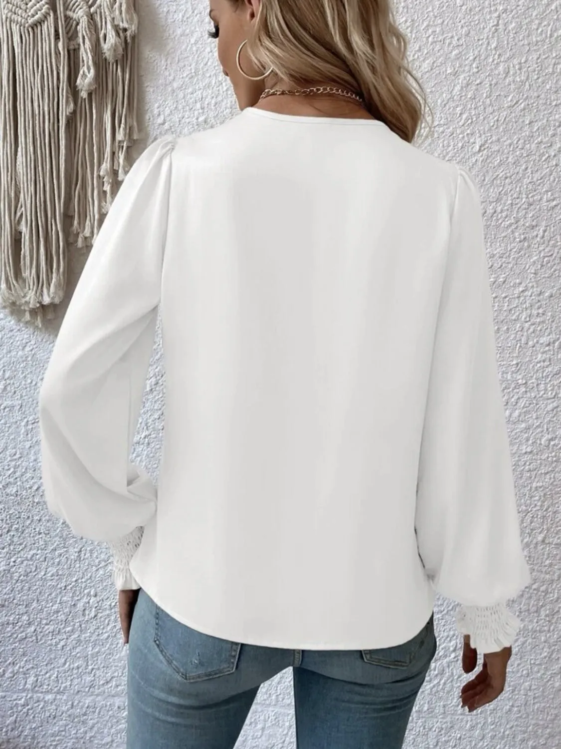 Charli Surplice Smocked Lantern Sleeve Blouse