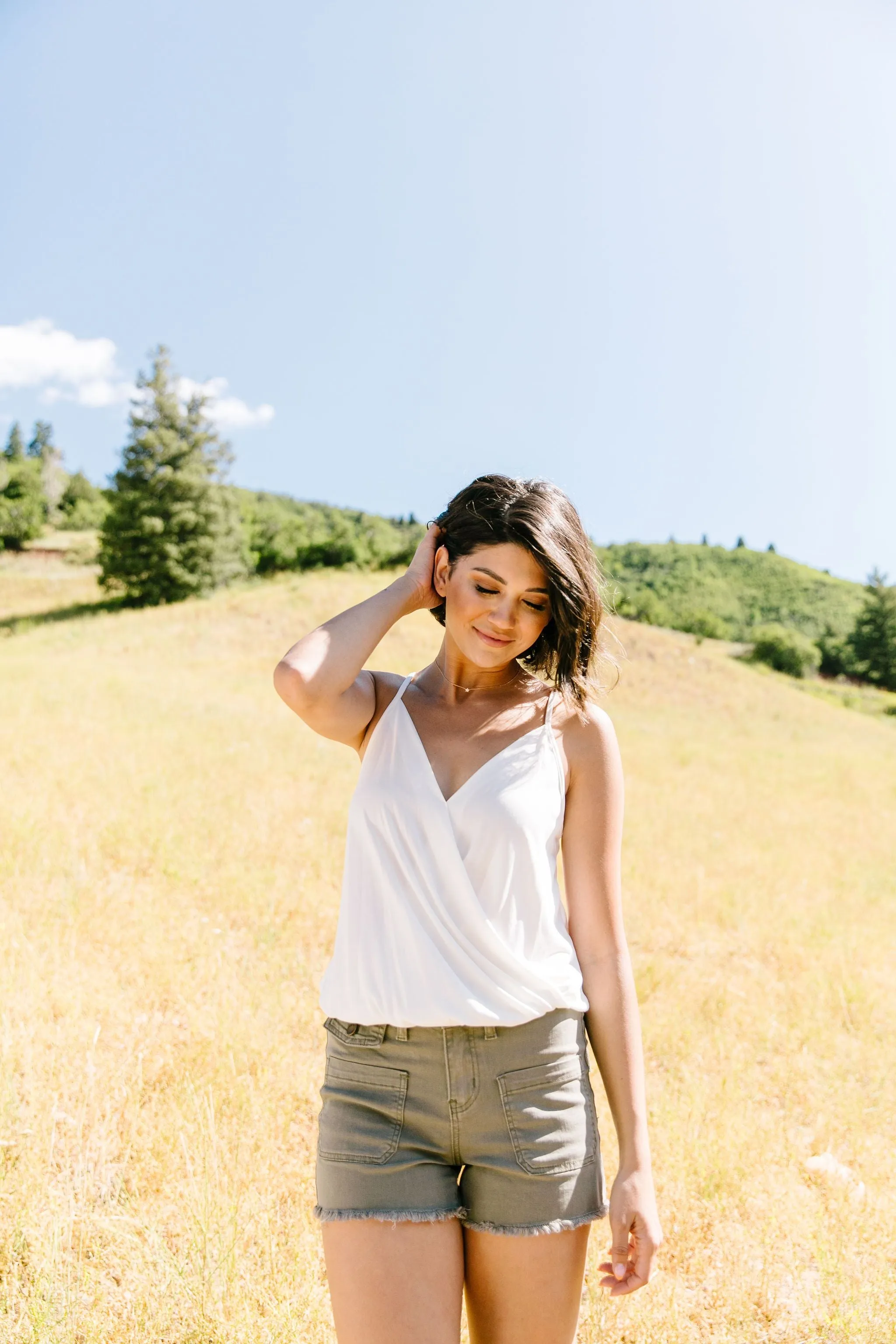 Charlize Surplice Tank In Ivory