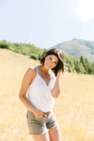 Charlize Surplice Tank In Ivory
