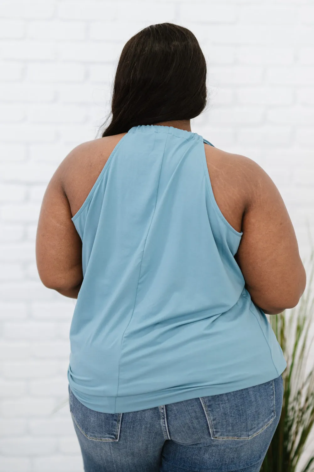 Cherished Time Surplice Top in Blue Grey