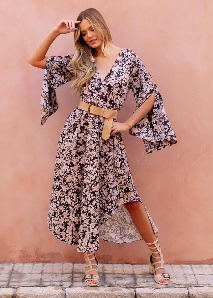Connie Dress in Black Garden Floral