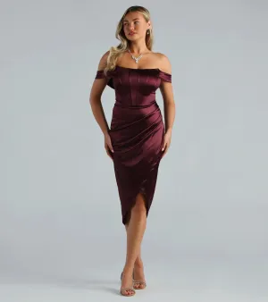 Coraline Satin Corset Wrap Formal Dress