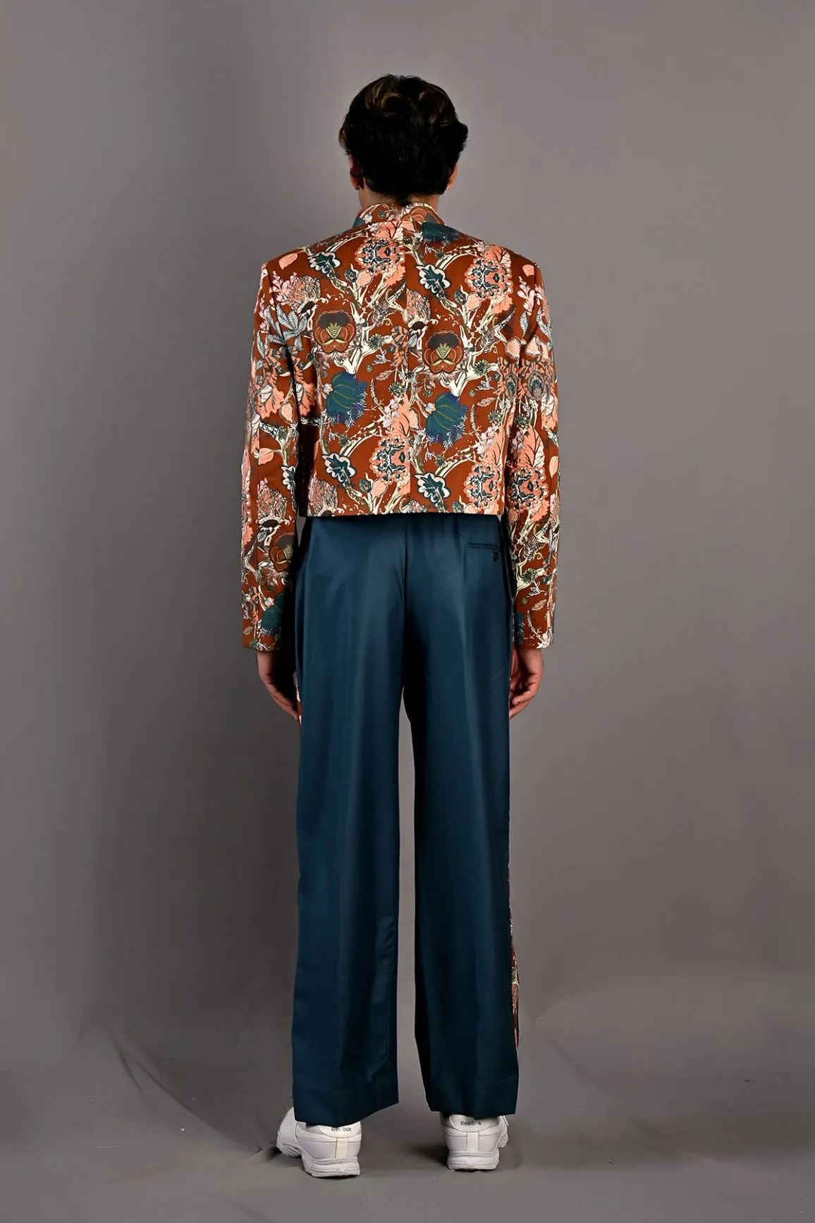 Corey - Maroon & Multi Printed Short Jacket , Shirt & Pant Set