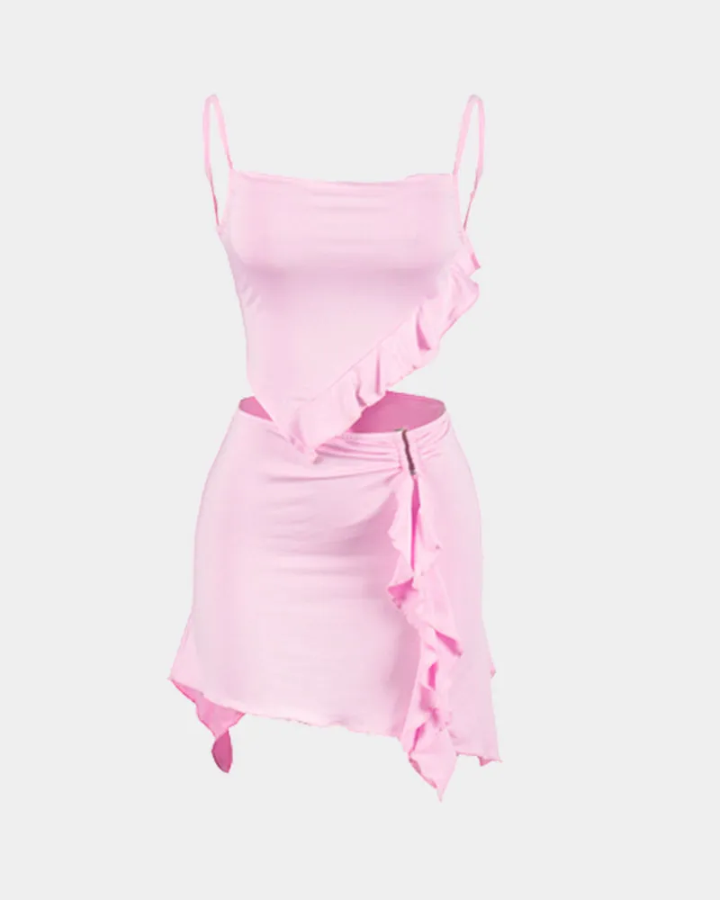 Cosmic Fade Asymmetric Skirt Coord Set
