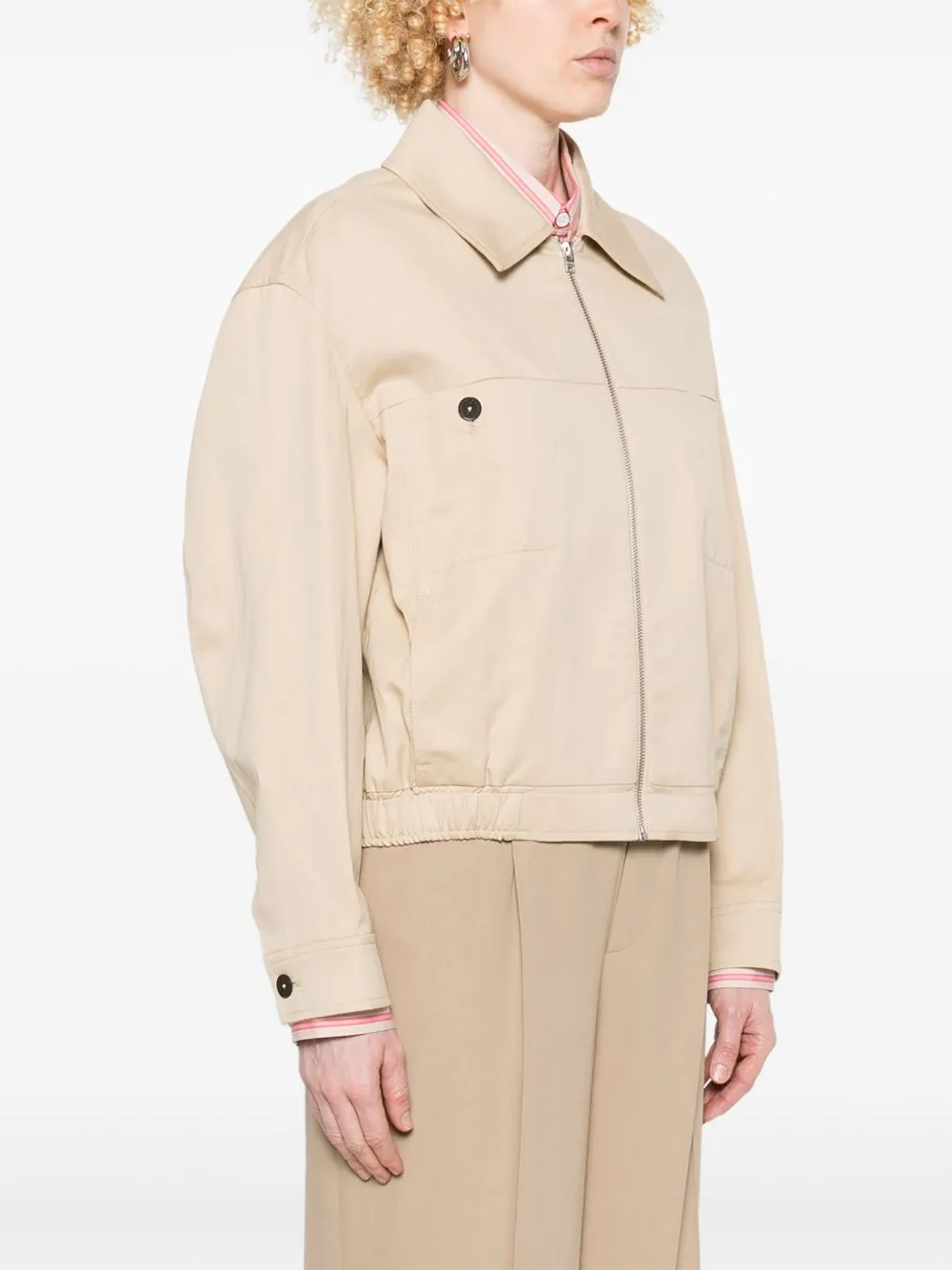 Cotton and linen blend short jacket