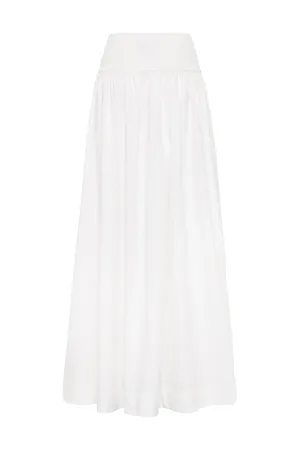 Cotton Rib Maxi Skirt in Ivory