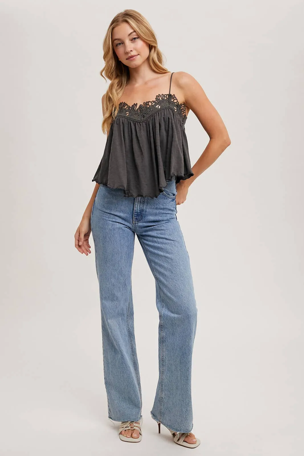 CROCHET CONTRAST CAMISOLE TOP