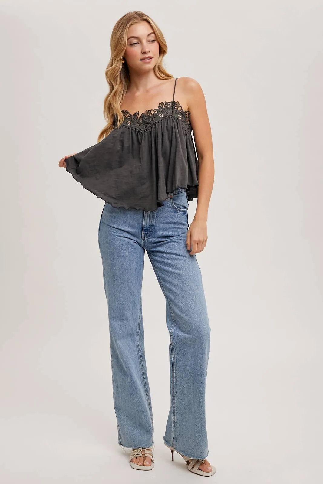 CROCHET CONTRAST CAMISOLE TOP