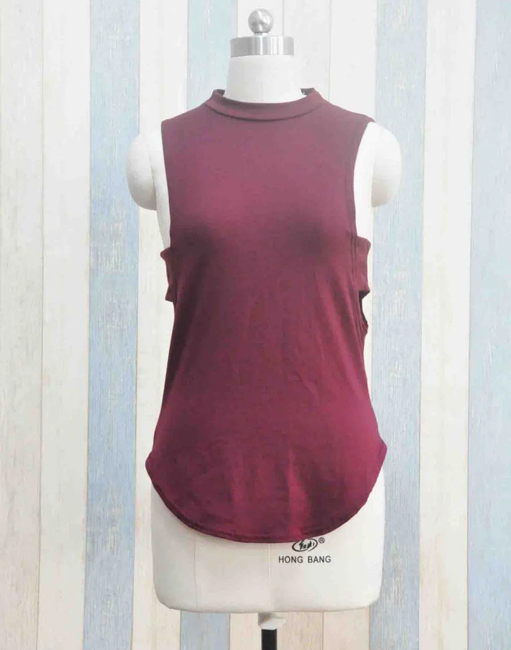 Cropped Solid Cutout Back Asymmetric Tank Top