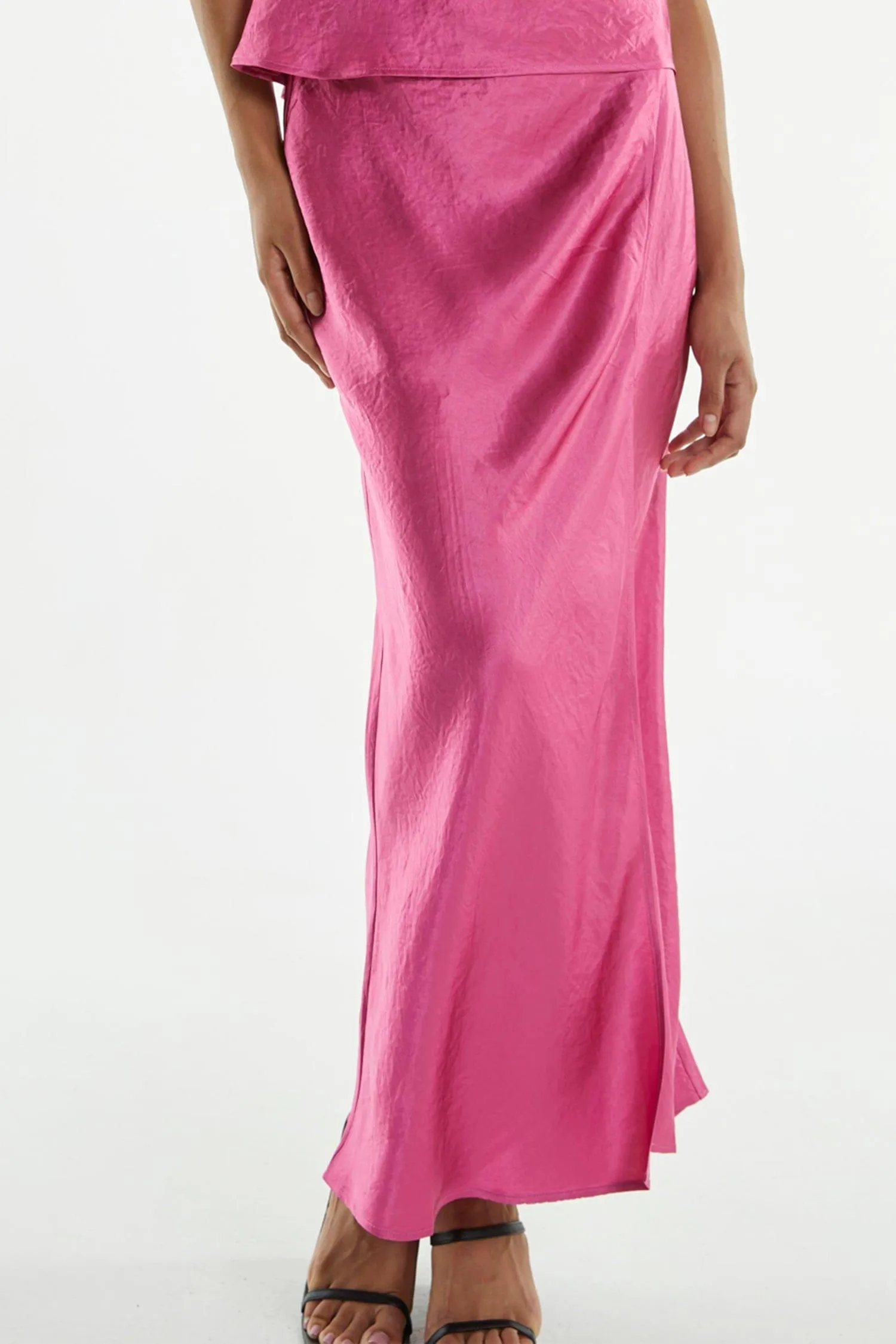 CRUSH BIAS SPLIT MAXI SKIRT | WATERMELON
