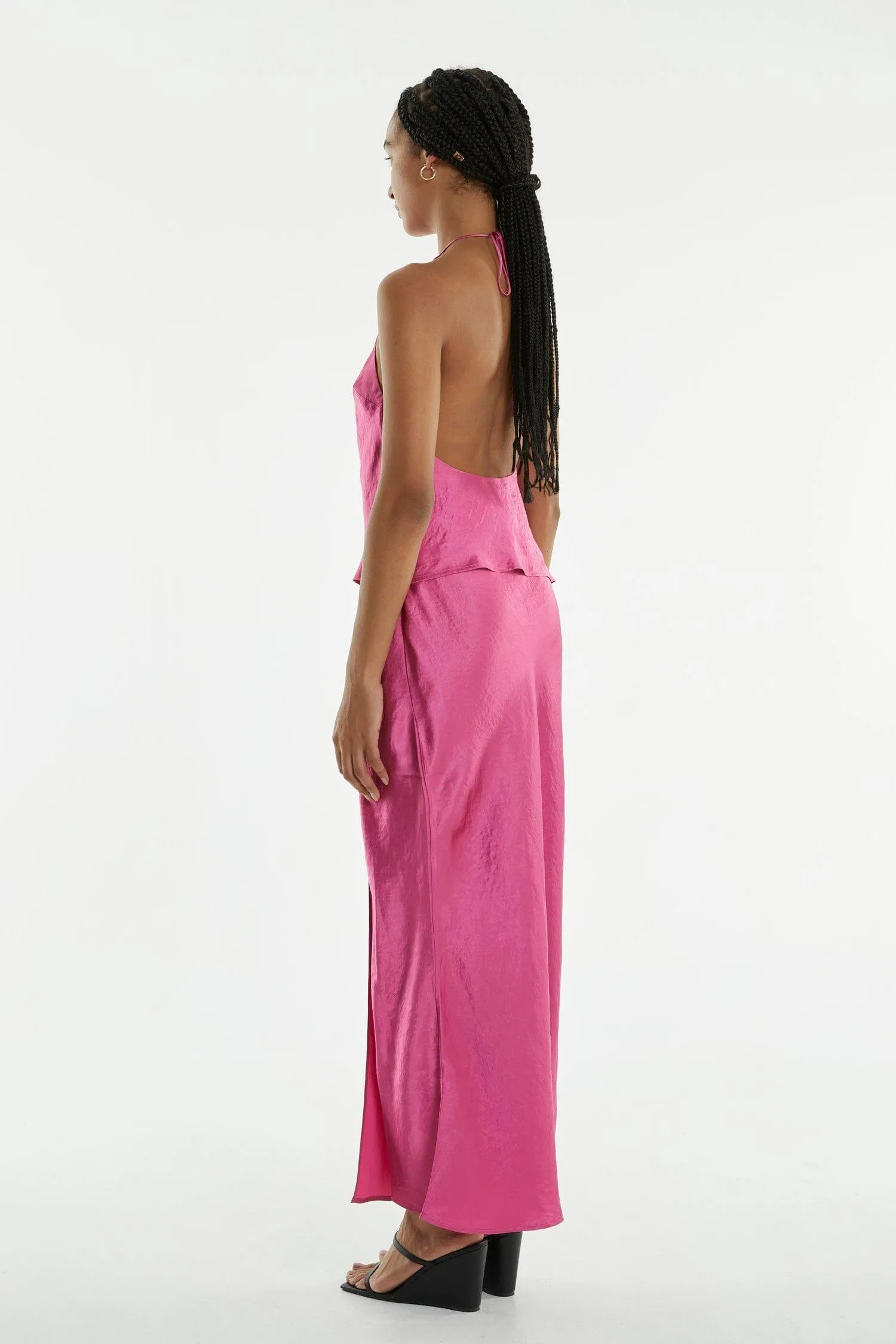 CRUSH BIAS SPLIT MAXI SKIRT | WATERMELON