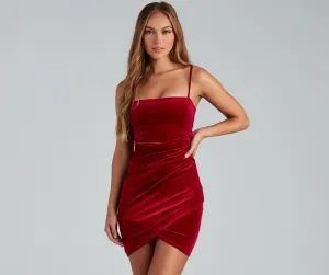 Crushing On Velvet Charming Wrap Mini Dress