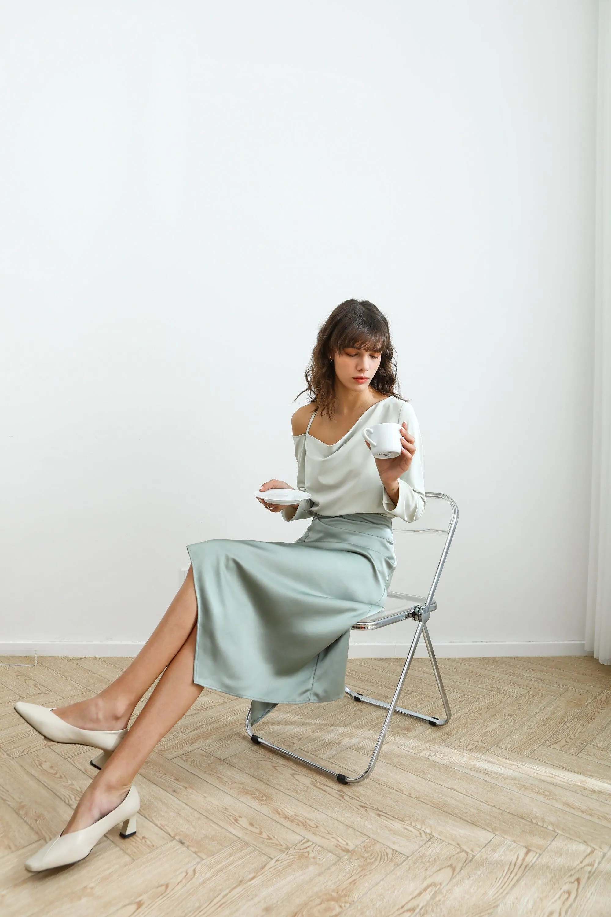 Daybreak Satin Midi Skirt