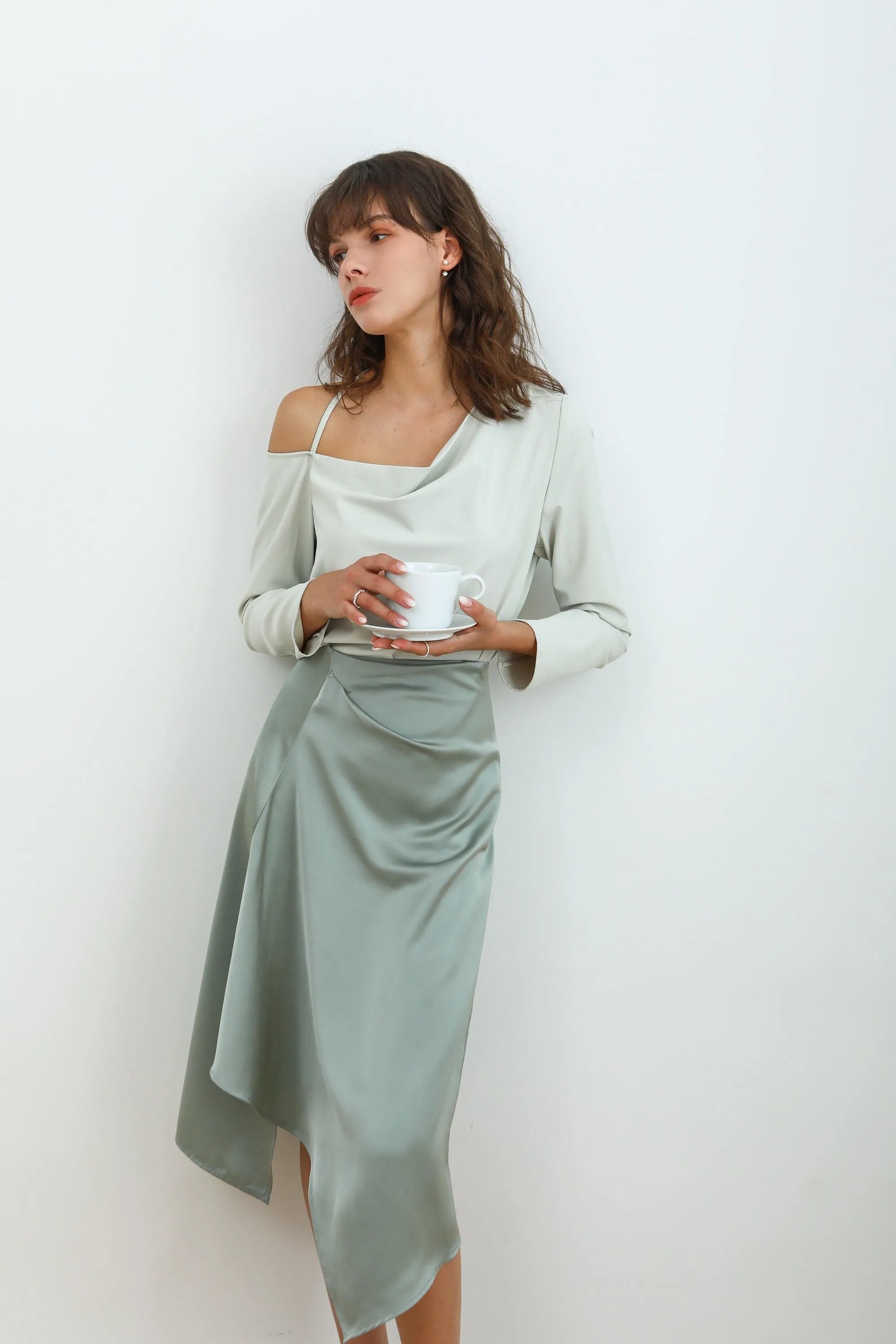 Daybreak Satin Midi Skirt