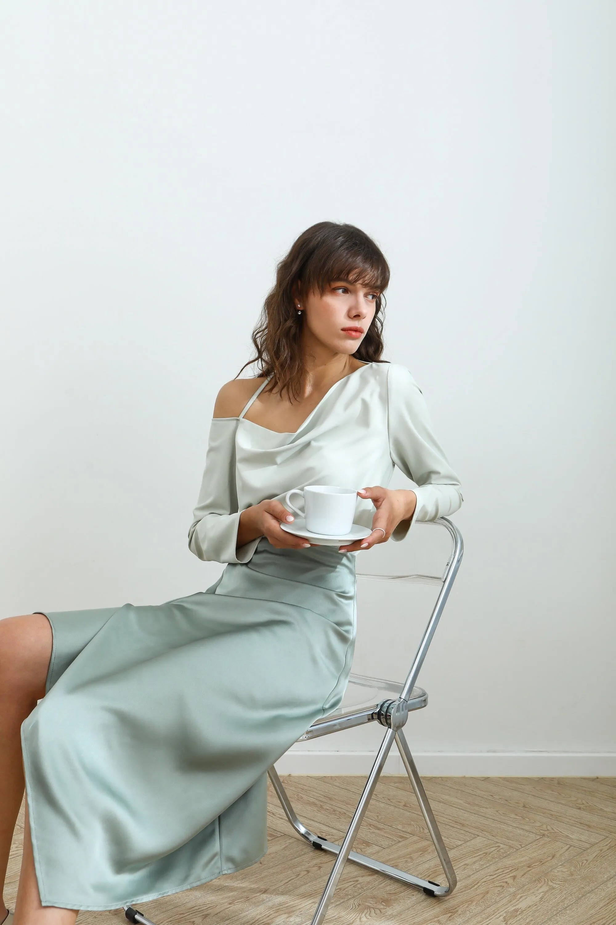 Daybreak Satin Midi Skirt