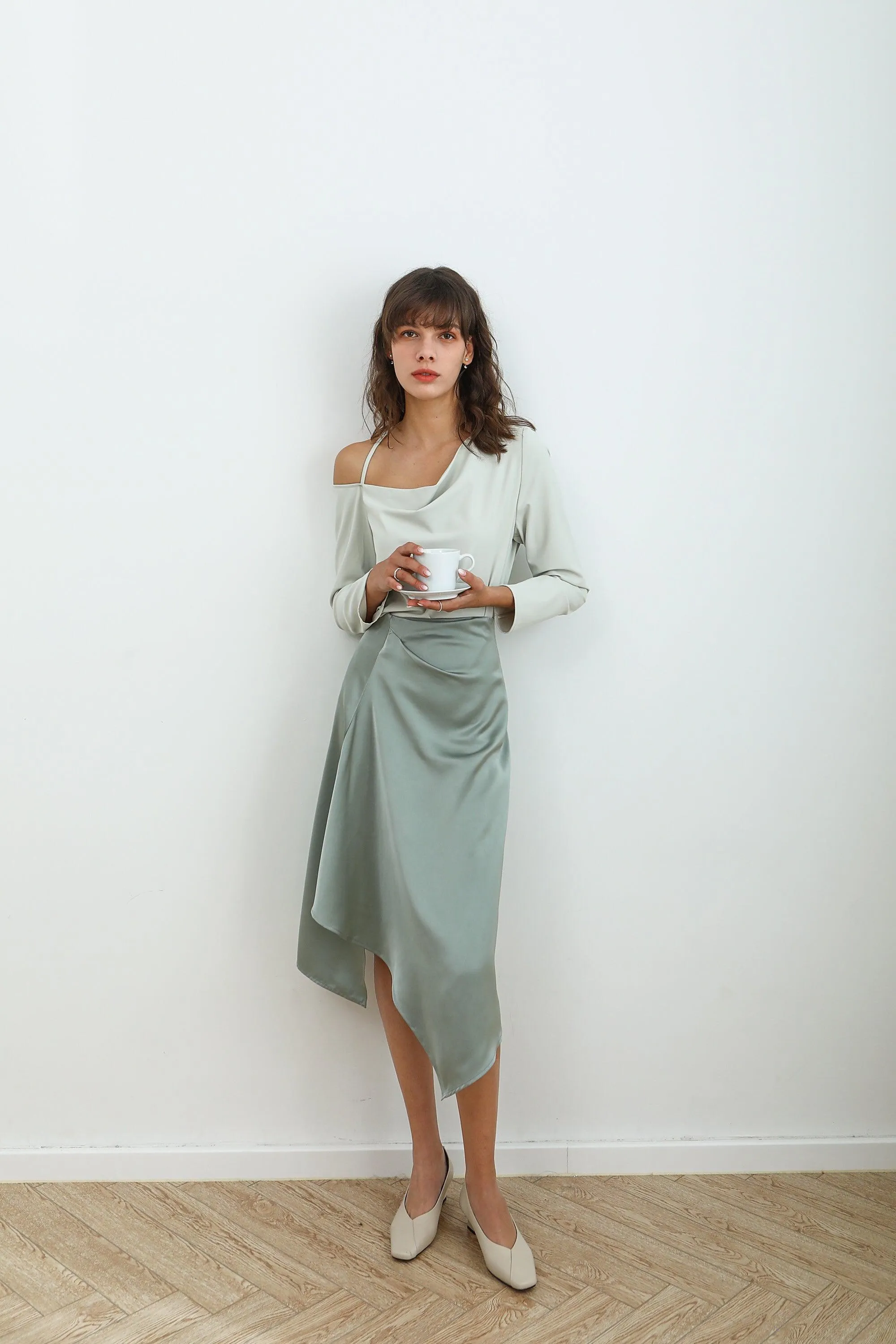Daybreak Satin Midi Skirt