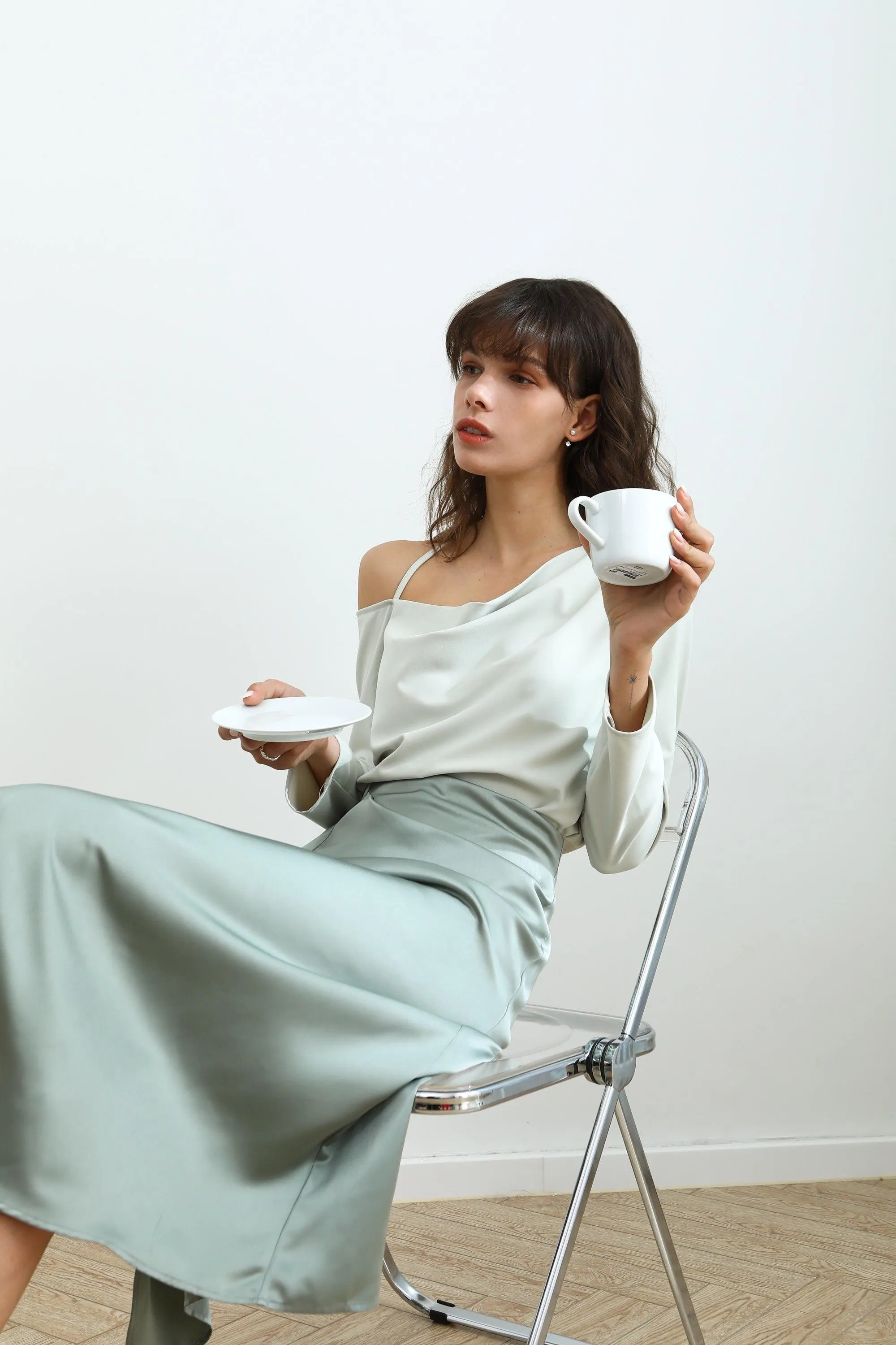 Daybreak Satin Midi Skirt