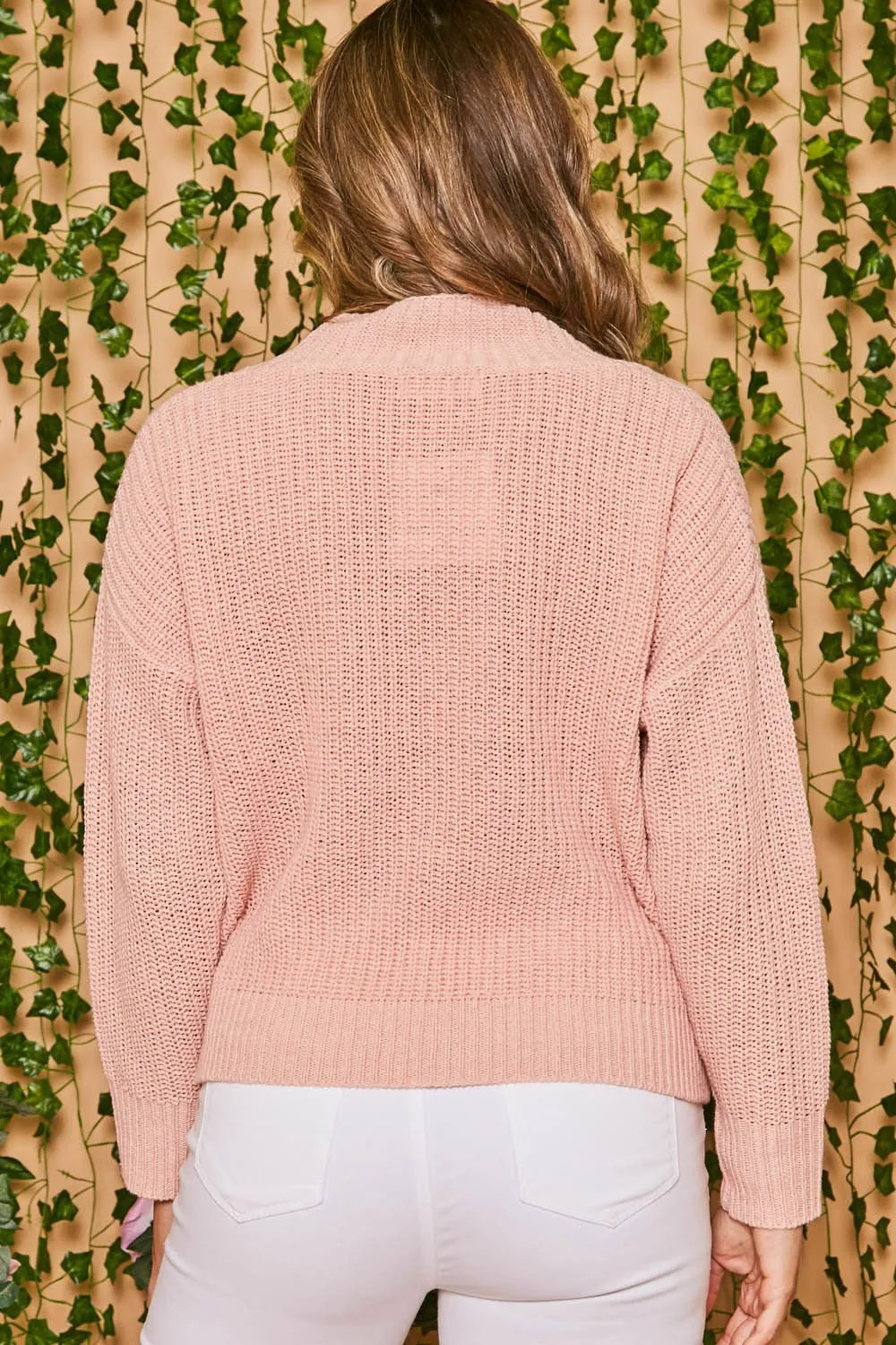 DEEP SURPLICE NECK SOLID SWEATER