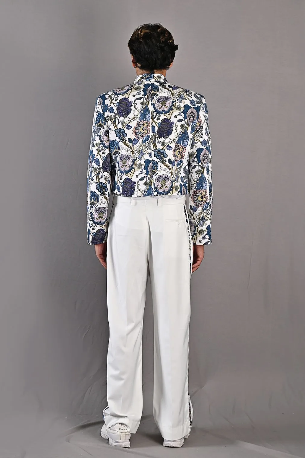 Dermot - Multi Blue Printed Short Jacket With Shirt & Pant Set