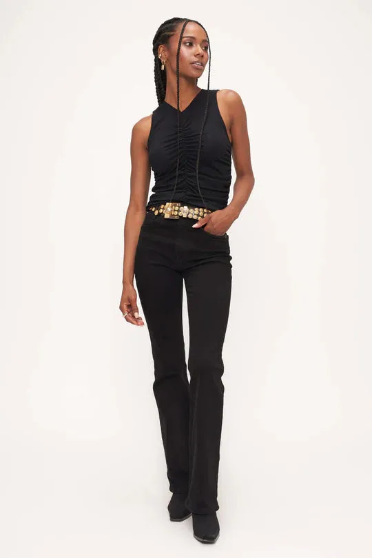 Dionne Ruched Rib Tank - Black