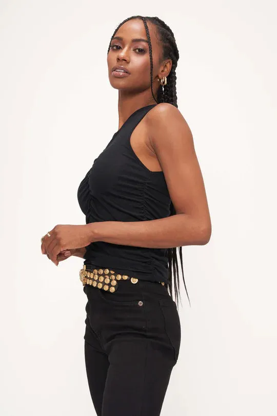 Dionne Ruched Rib Tank - Black