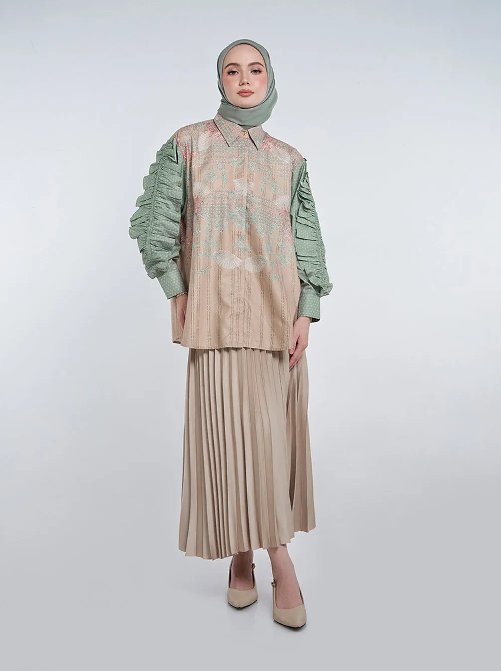DITYA GATHERED SLEEVE TOP TOAST