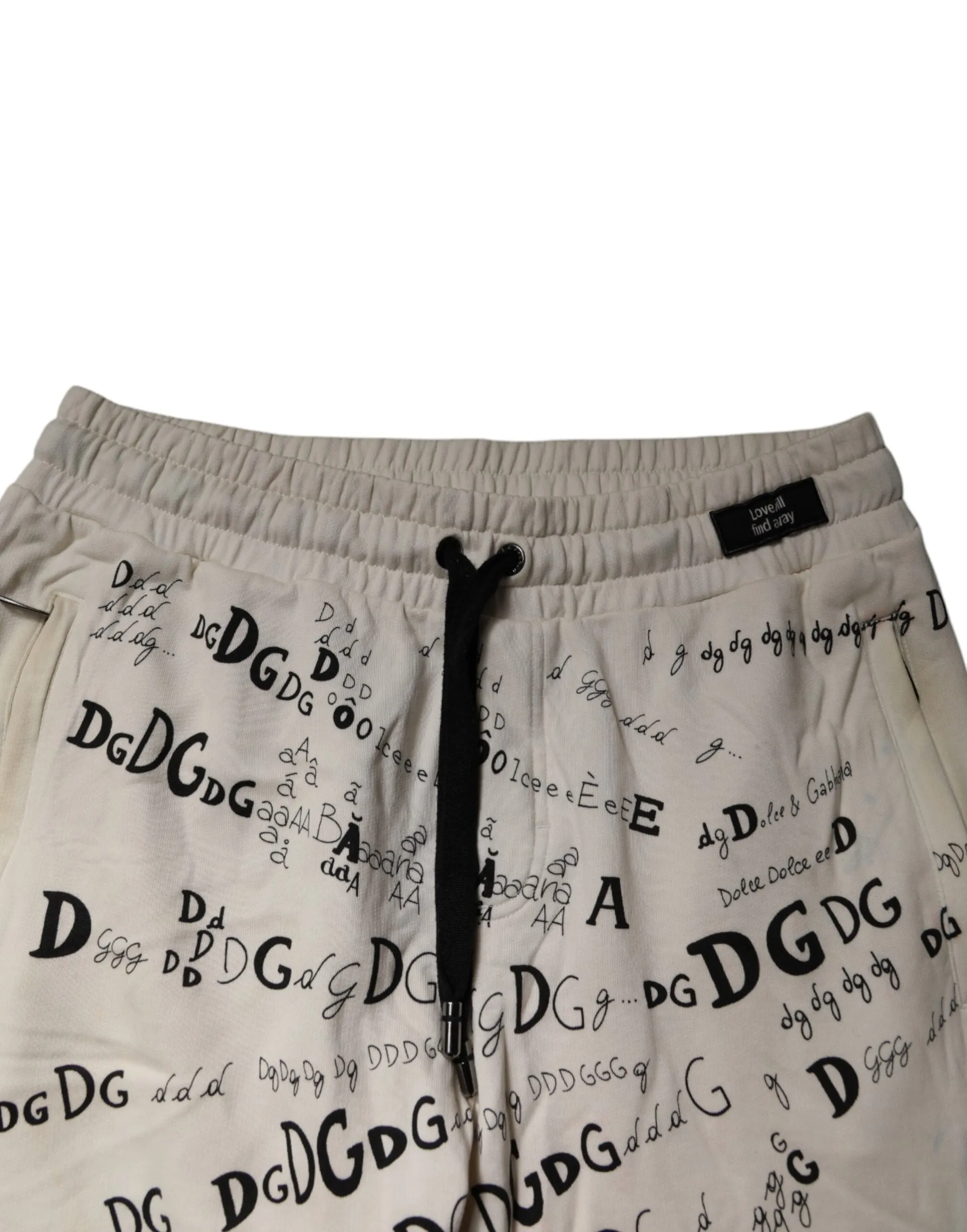 Dolce & Gabbana White Logo Print Men Skinny Sweatpants Pants