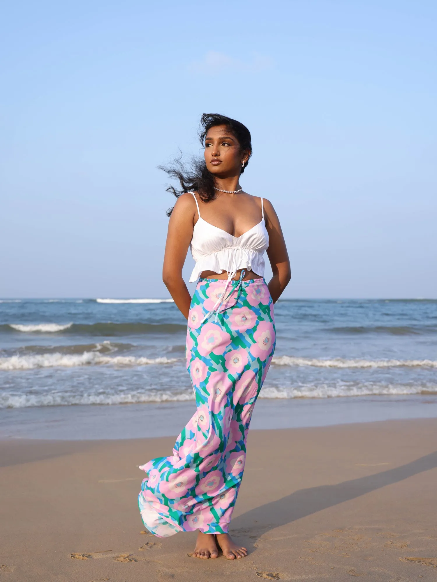 Drawstring Bias  Skirt