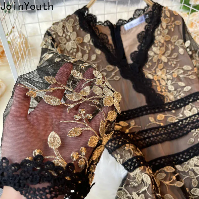 Elegant Floral Embroidered Maxi Dress