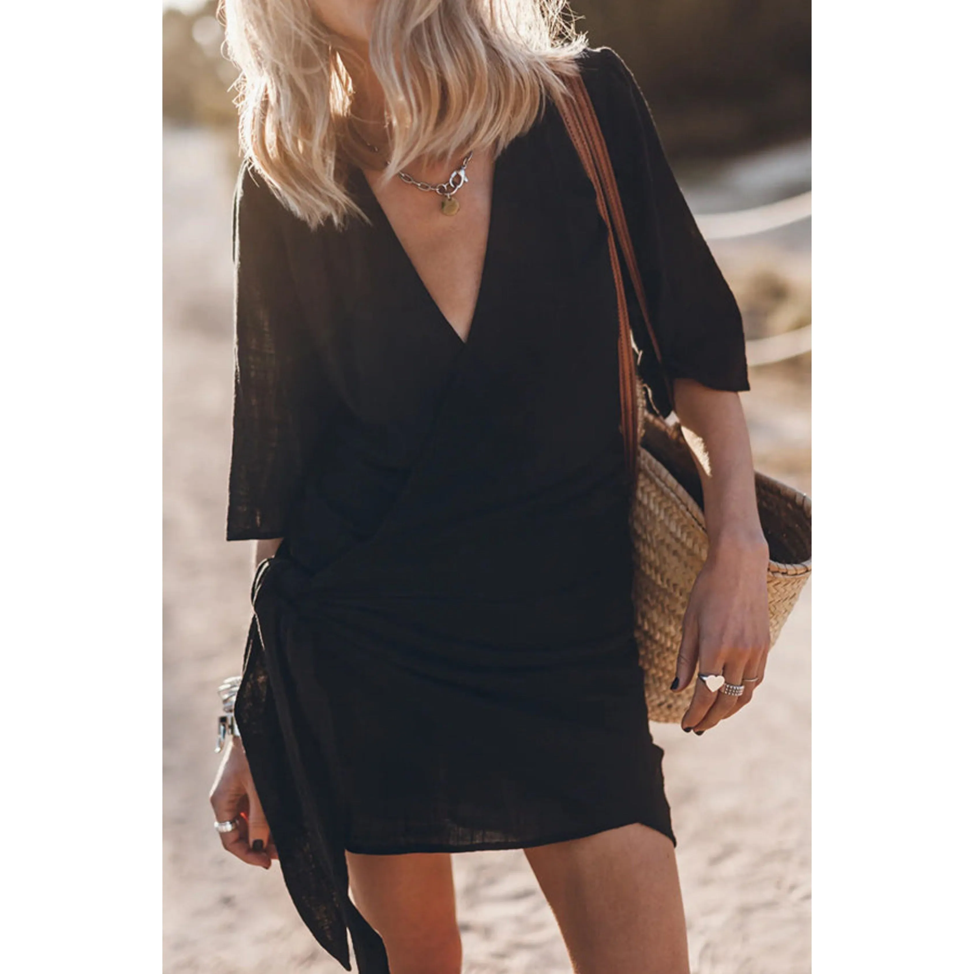 Elizabeth® | Women's wrap dress with waistband and bow