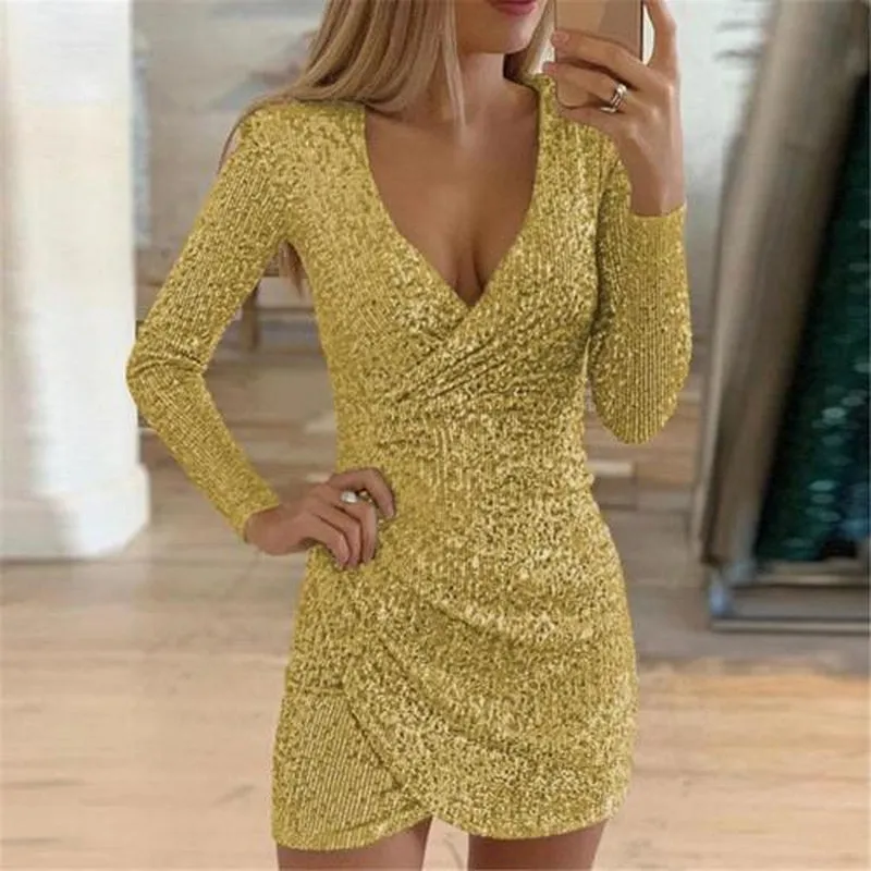 Elsie® | Glitter wrap mini party dress for glamour