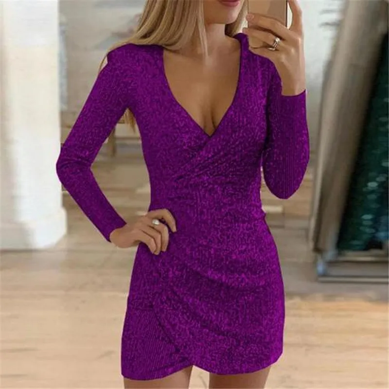 Elsie® | Glitter wrap mini party dress for glamour