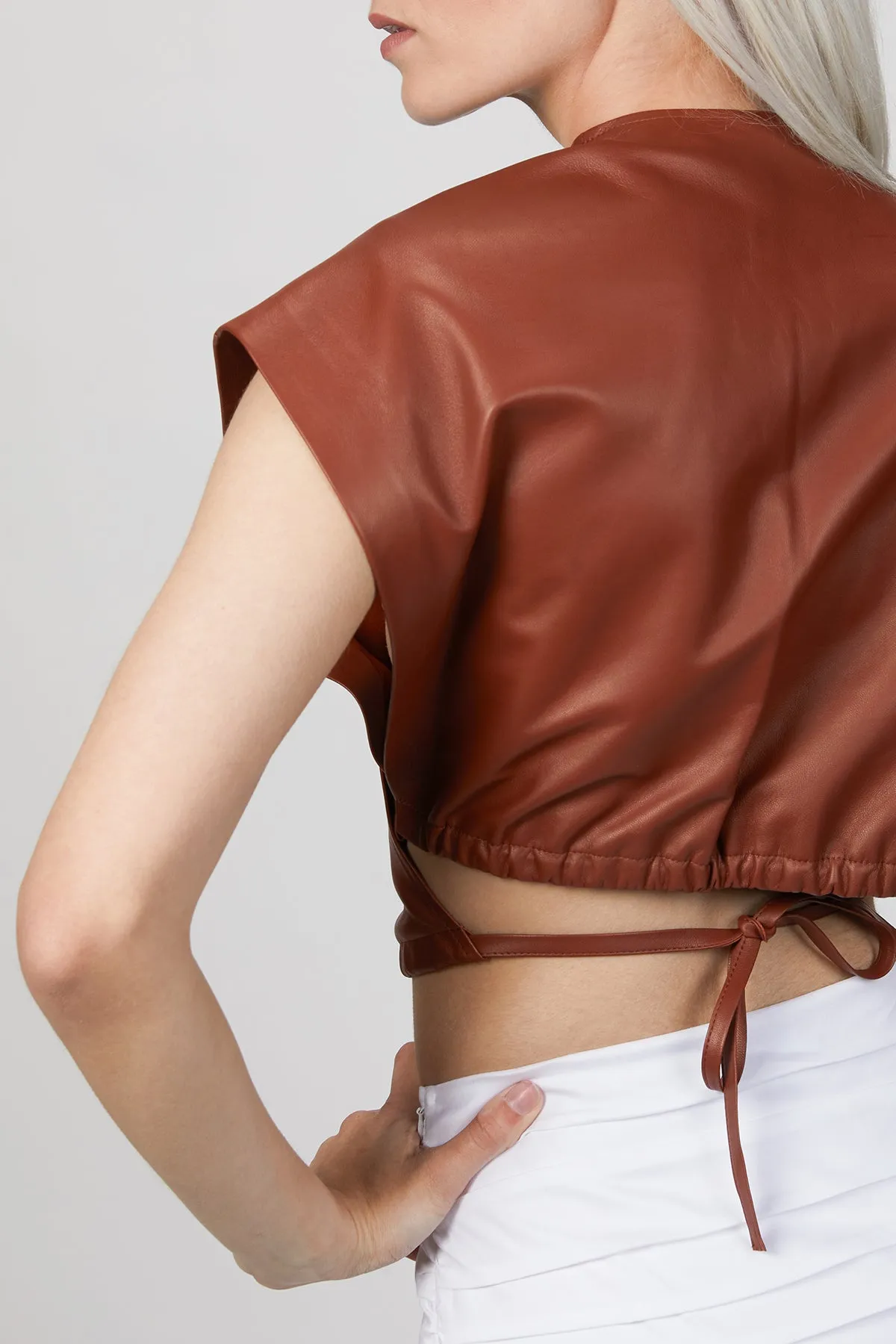ENVELOPE LEATHER TOP