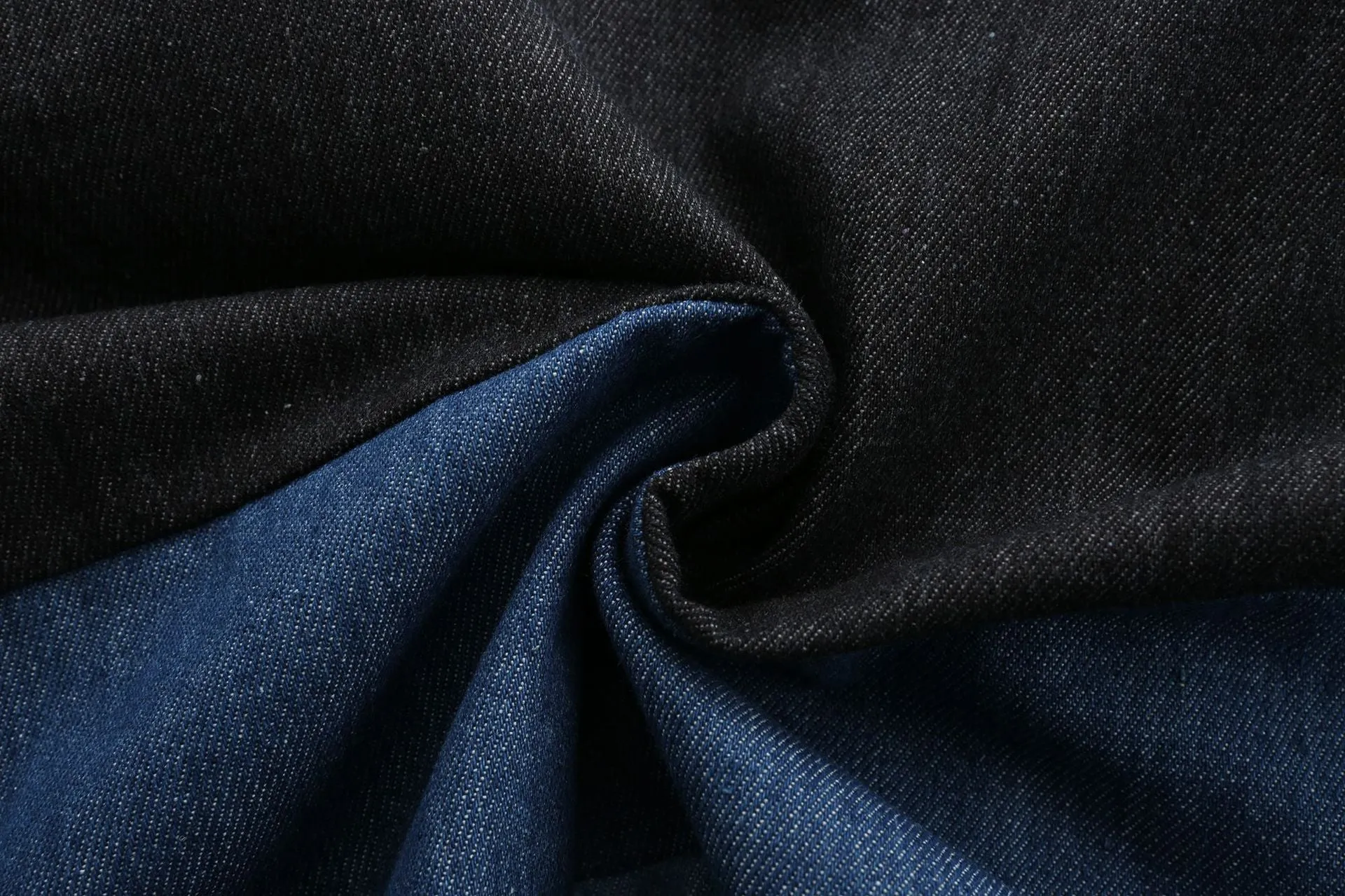 Fashion Colorblock Denim Short Collar Jacket