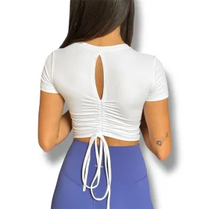 Fit Back Tie Cropped Tee - White