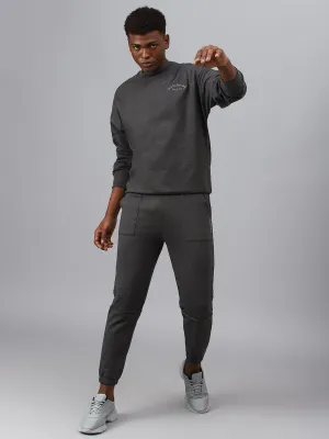Fitkin Men Grey Cargo Fleece Jogger