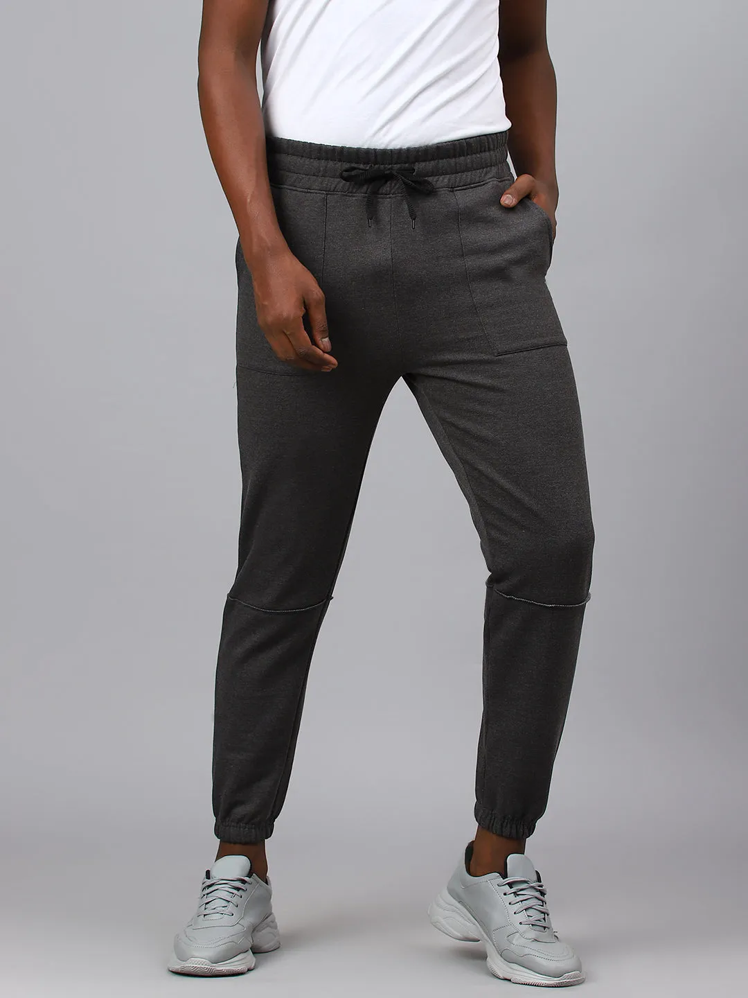 Fitkin Men Grey Cargo Fleece Jogger