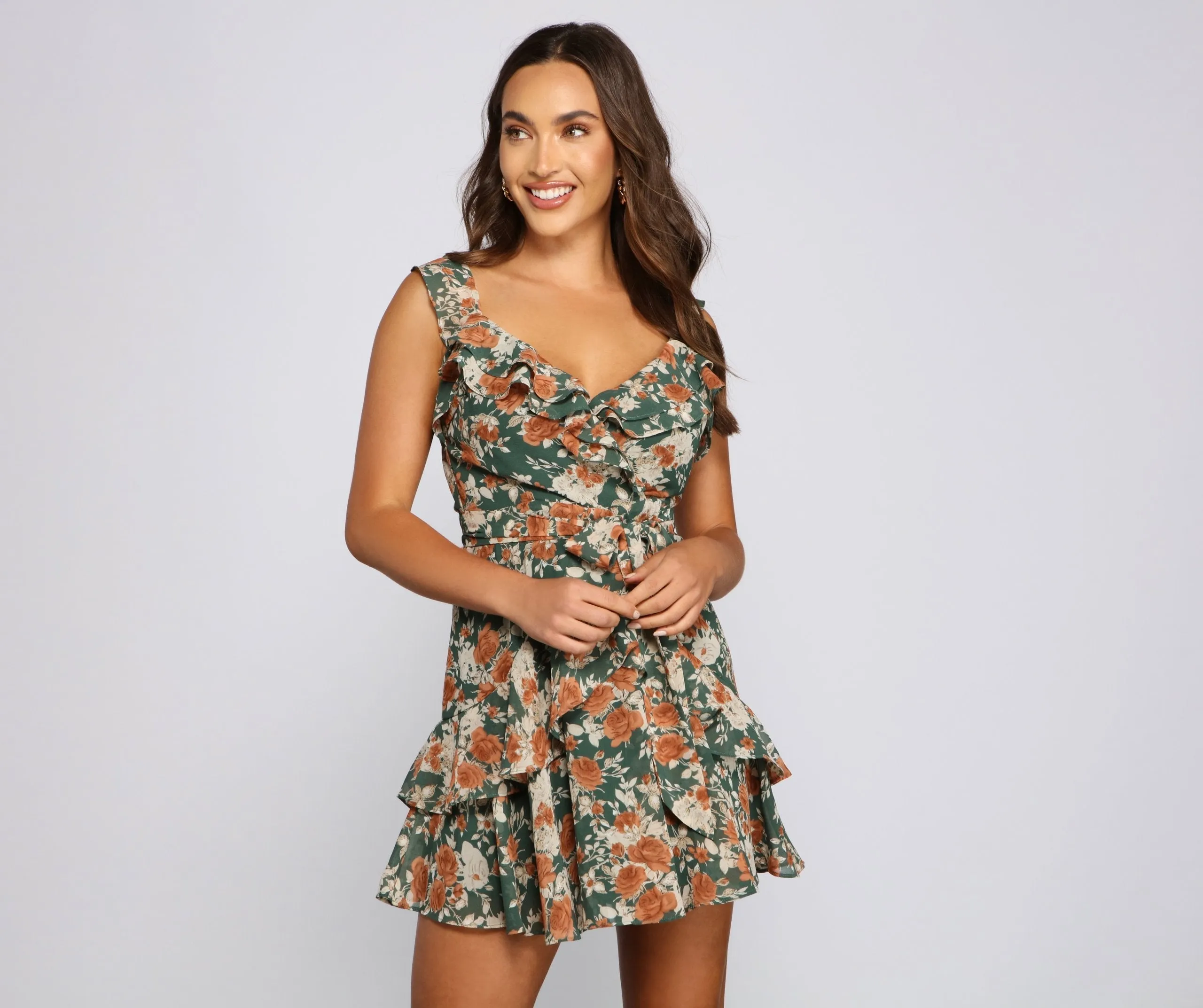 Flirty Moment Floral Charming Chiffon Skater Dress