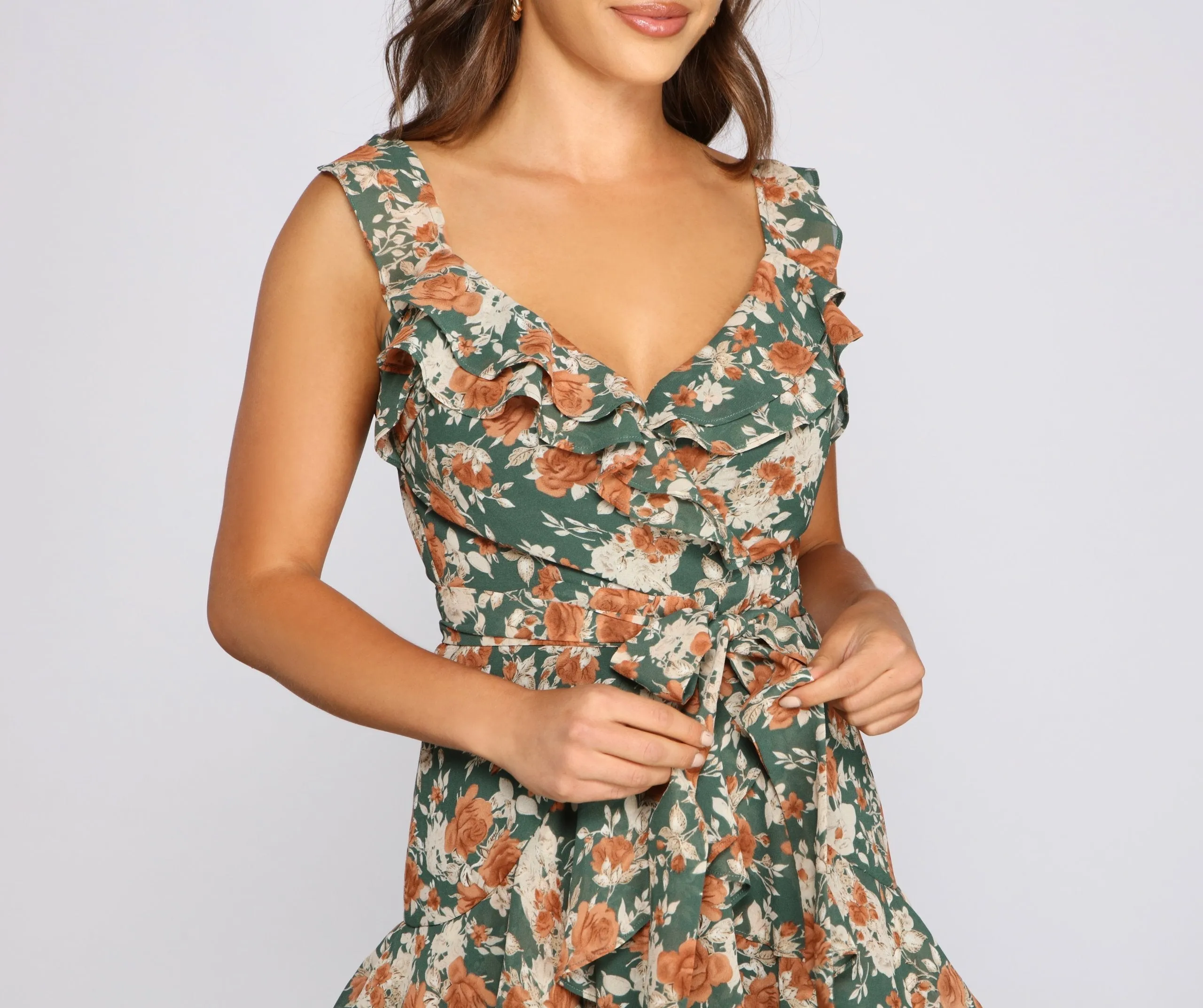 Flirty Moment Floral Charming Chiffon Skater Dress