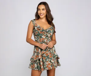 Flirty Moment Floral Charming Chiffon Skater Dress