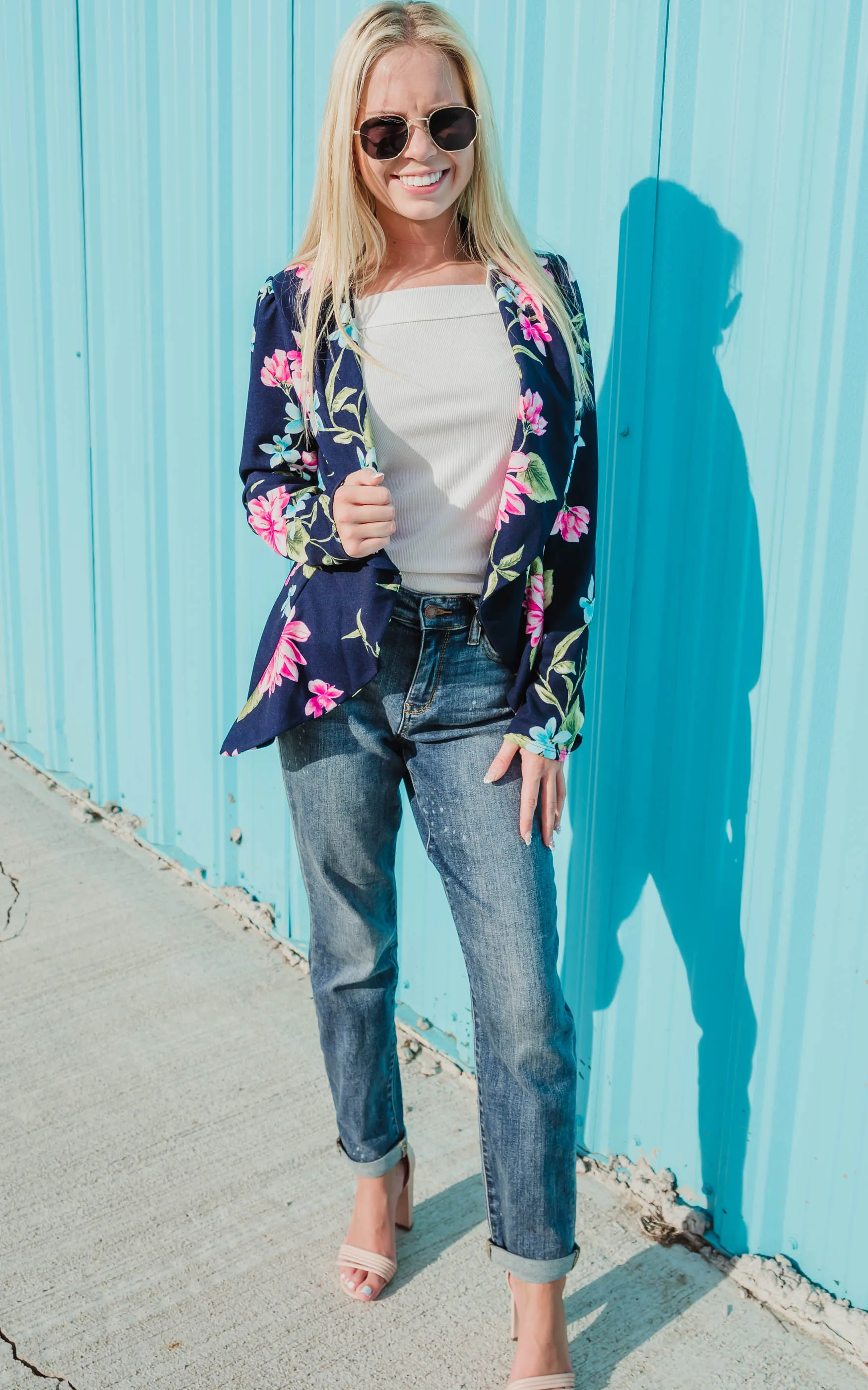 Floral Navy Blazer - Final Sale