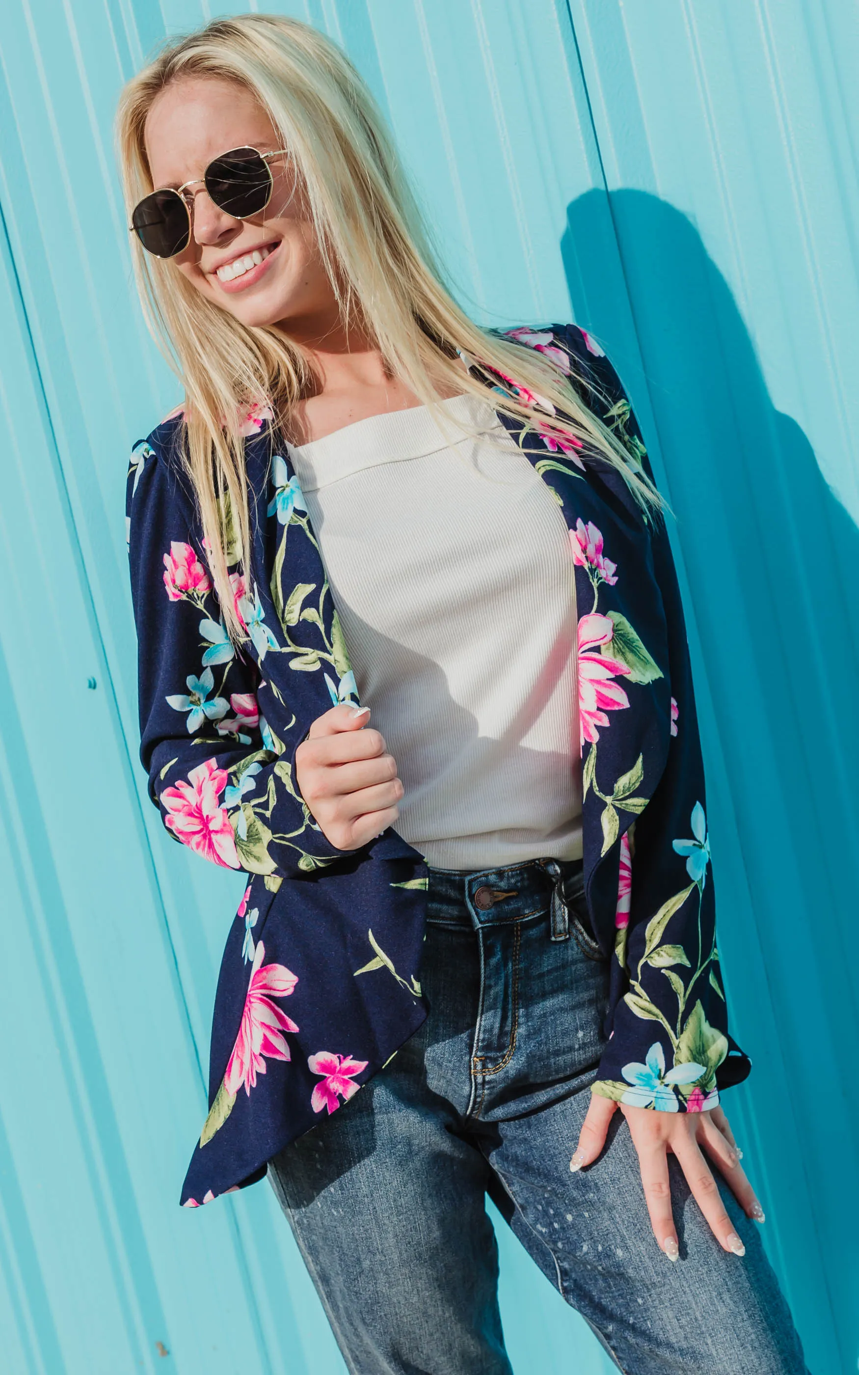 Floral Navy Blazer - Final Sale