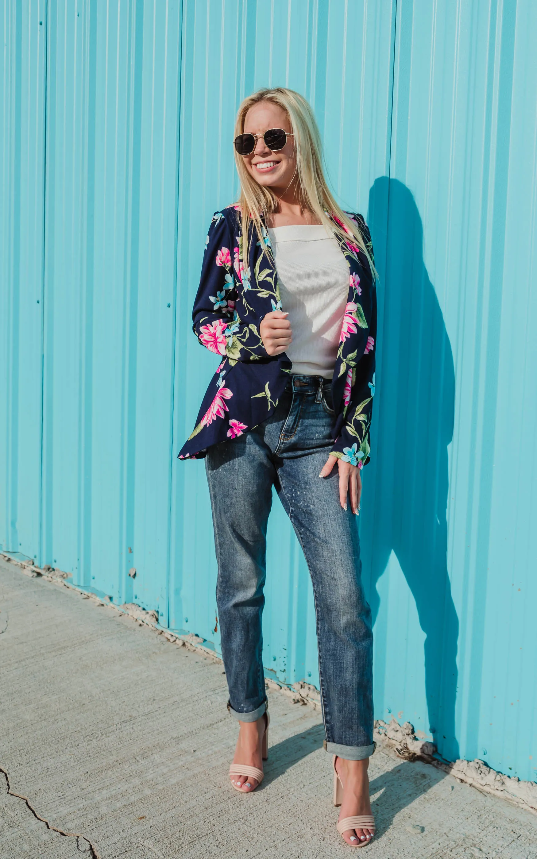 Floral Navy Blazer - Final Sale